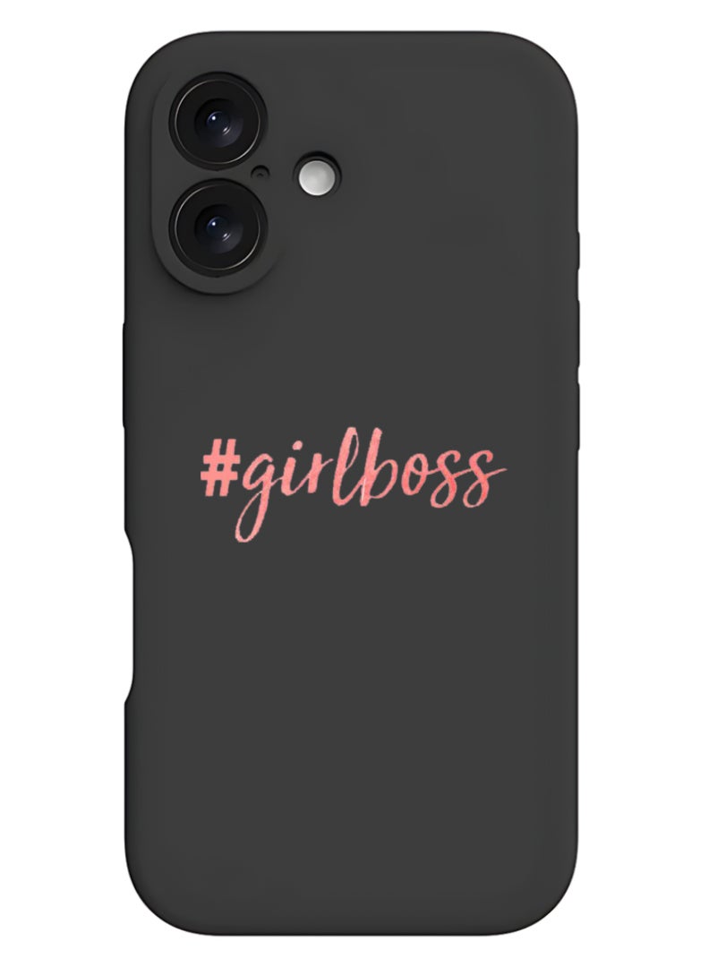 Theodor iPhone 16 Black Protective Slim Fit Case Liquid Silicone Cover with Full Body Protection Anti-Scratch Shockproof Case For iPhone - Girl boss 1 - Image 1