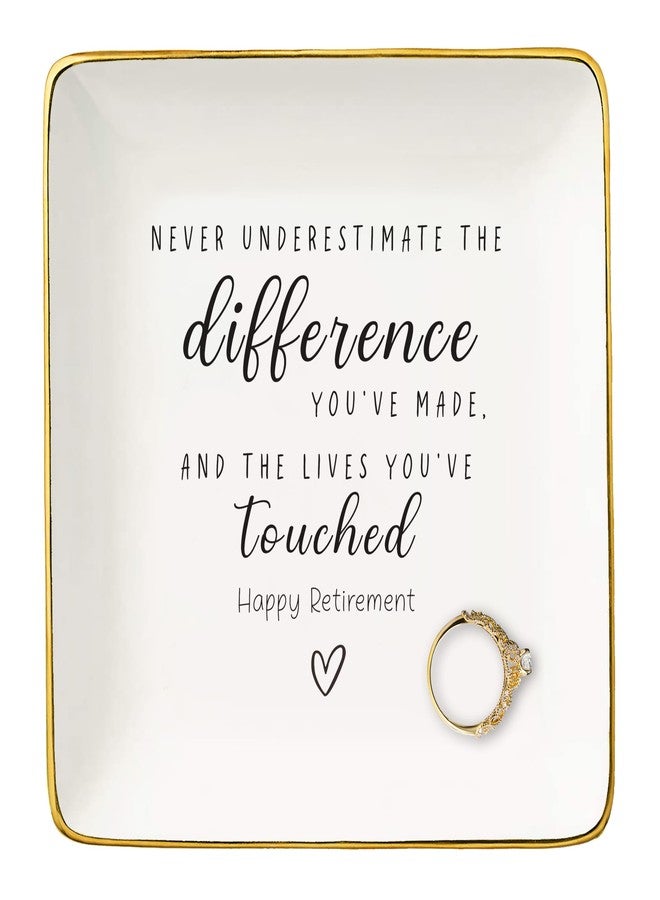 NZY Retirement Gifts for Woman,Never Underestimate,Happy Retirement Appreciation Gift for Women,Coworker,Boss,Nurse,Teacher,Friend,Mom-Ceramic Jewelry Tray Trinket Holder Ring Dish - Image 1