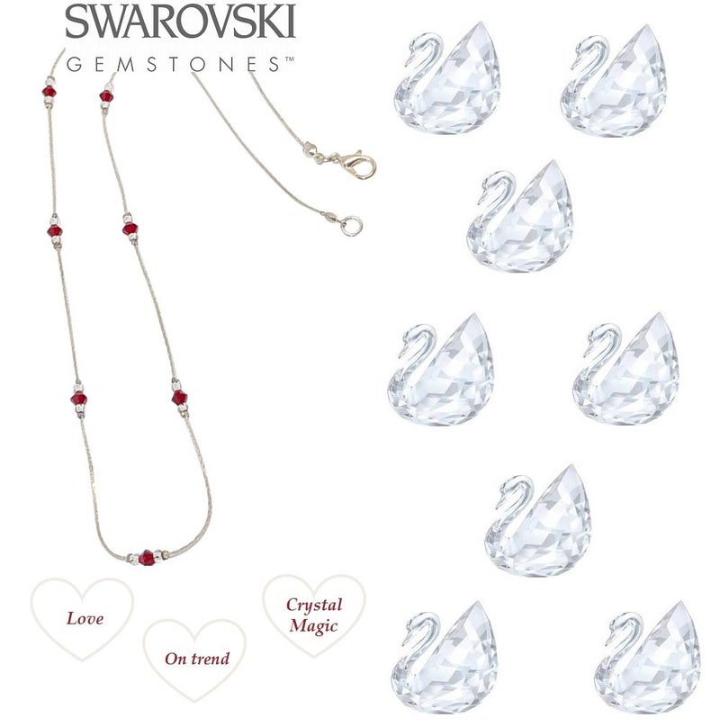 ميرابيلا قلادة وأقراط وسوار مطلي بالفضة الإسترلينية مرصعة بكريستال سواروفسكي، مع علبة هدايا (قلادة) - Image 3