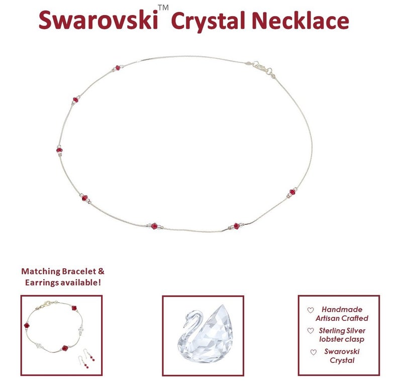 ميرابيلا قلادة وأقراط وسوار مطلي بالفضة الإسترلينية مرصعة بكريستال سواروفسكي، مع علبة هدايا (قلادة) - Image 4