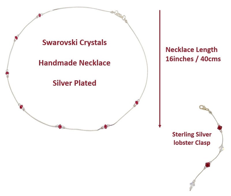 ميرابيلا قلادة وأقراط وسوار مطلي بالفضة الإسترلينية مرصعة بكريستال سواروفسكي، مع علبة هدايا (قلادة) - Image 2