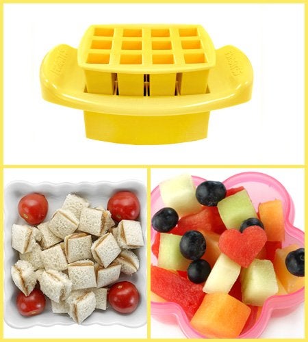 FunBites Food Cutter, Sandwich Cutter for Kids, Bento Lunch Box Accessory, Cuts Food into Bite-Size Shapes – Yellow Squares/Red Hearts/Blue Triangles - Image 5