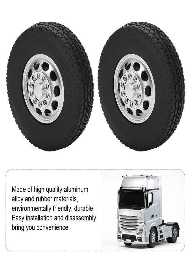 Dilwe إطارات مطاطية لسيارة ديلوي 1/14 RC، 2 قطع محور أمامي مع إطارات مطاطية متوافقة مع العجلات الأمامية لشاحنة الجرار 1/14 - Image 4