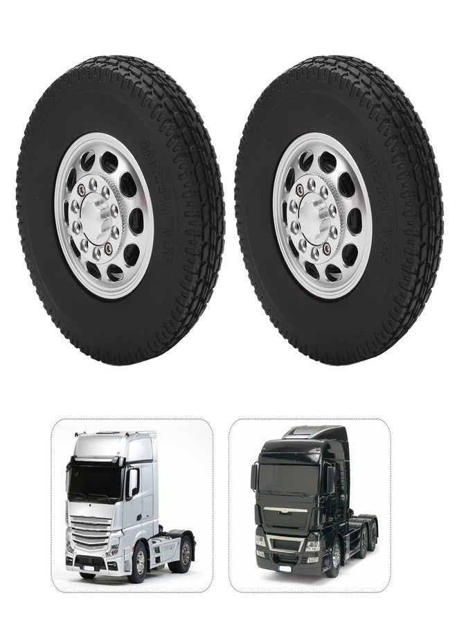 Dilwe إطارات مطاطية لسيارة ديلوي 1/14 RC، 2 قطع محور أمامي مع إطارات مطاطية متوافقة مع العجلات الأمامية لشاحنة الجرار 1/14 - Image 3