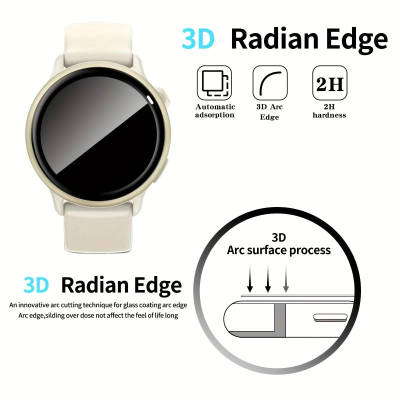 3 قطع واقي شاشة من الزجاج المقوى لساعة Garmin Vivoactive 6 الذكية، عالي الوضوح، فائق النحافة، مقاوم للخدوش، خالٍ من الفقاعات، سهل التركيب مع الأدوات. - Image 5