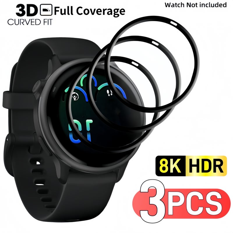 3 قطع واقي شاشة من الزجاج المقوى لساعة Garmin Vivoactive 6 الذكية، عالي الوضوح، فائق النحافة، مقاوم للخدوش، خالٍ من الفقاعات، سهل التركيب مع الأدوات. - Image 1