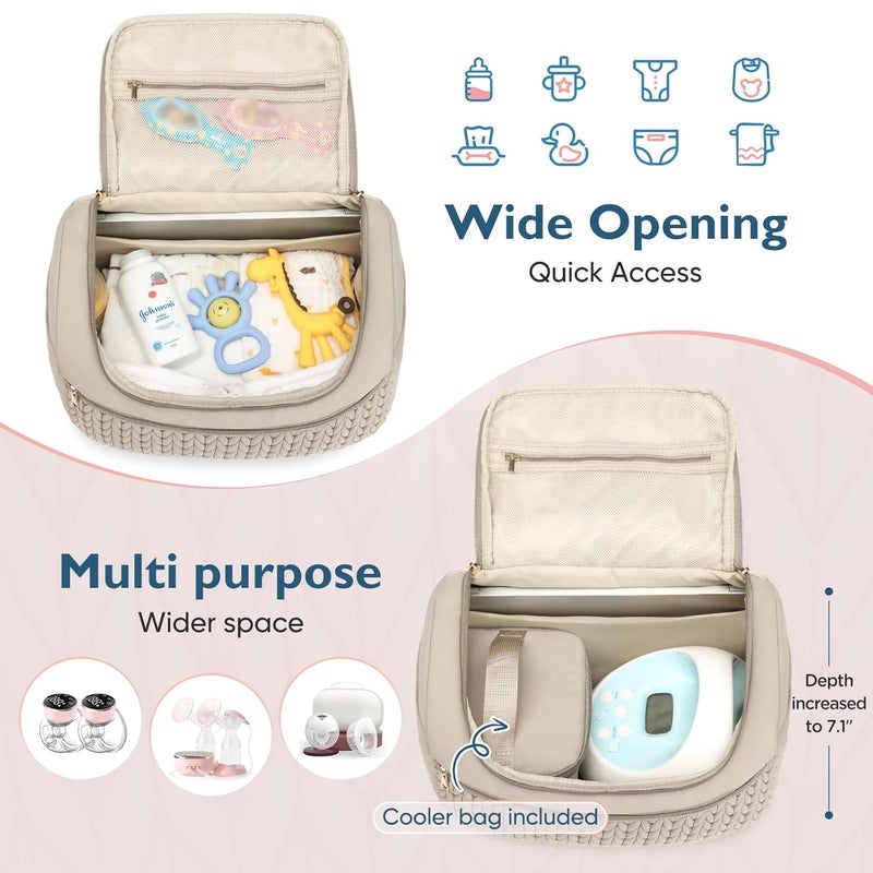 Qualyphant Breast Pump Bag for Spectra S1S2  Medela  Insulated Cooler Bag 14 Laptop Sleeve Diaper Backpack with Changing Pad  Lightweight Waterresistant  Stylish for Work Travel - Image 3