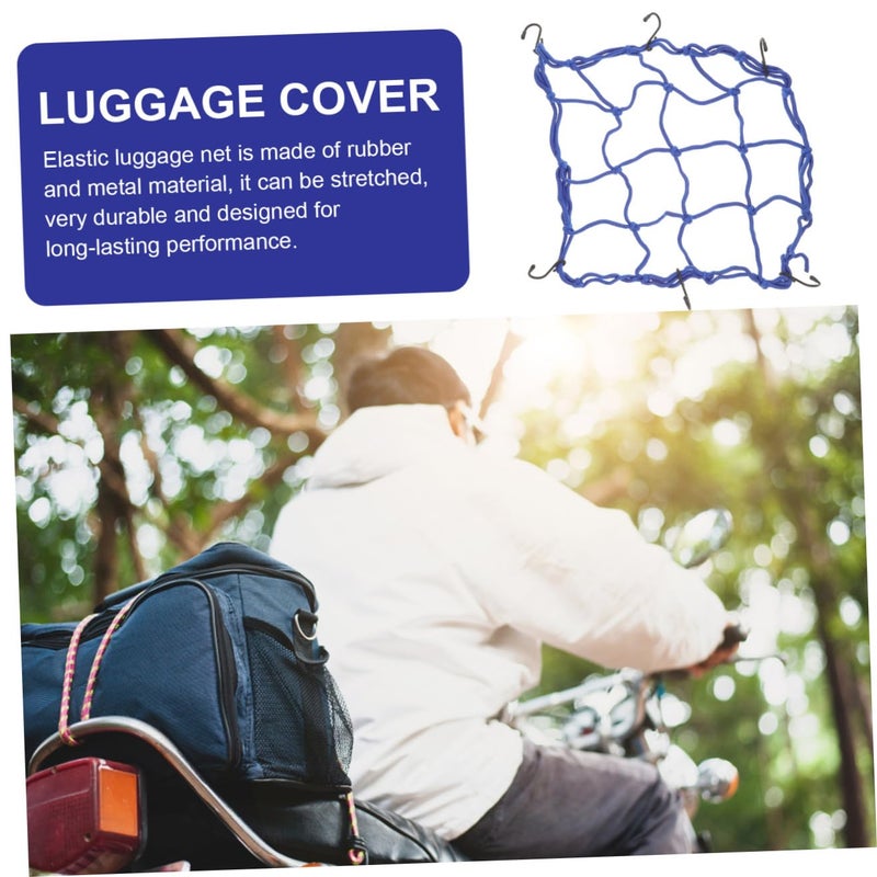 Durable Elastic Luggage Net Cover For Motorcycle Bike Truck Bed Roof Rack Blue - Image 4