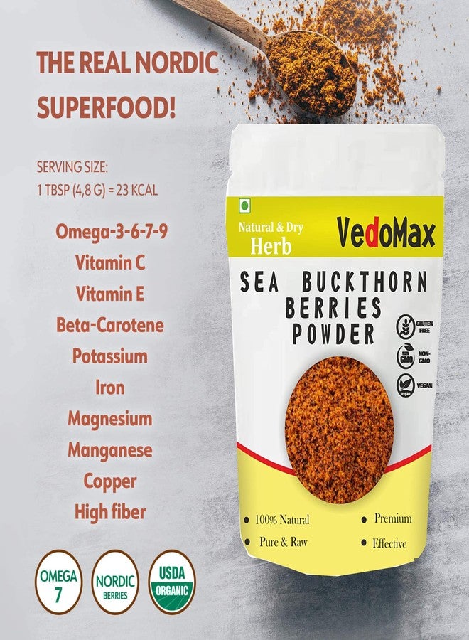 VedoMax Organic Sea Buckthorn Berries Powder | Dry Sea Buckthorn Powder | Rich in Collagen, Fiber, Omegas, Vitamin C, Vitamin E - Source of Vitamins and Phytonutrients - (50 GM) - Image 5