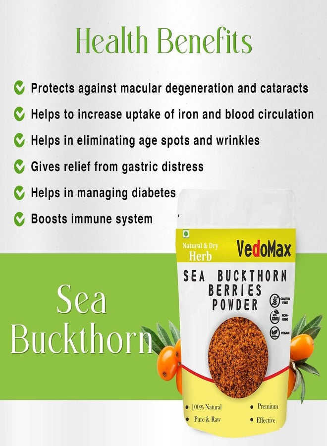 VedoMax Organic Sea Buckthorn Berries Powder | Dry Sea Buckthorn Powder | Rich in Collagen, Fiber, Omegas, Vitamin C, Vitamin E - Source of Vitamins and Phytonutrients - (50 GM) - Image 4
