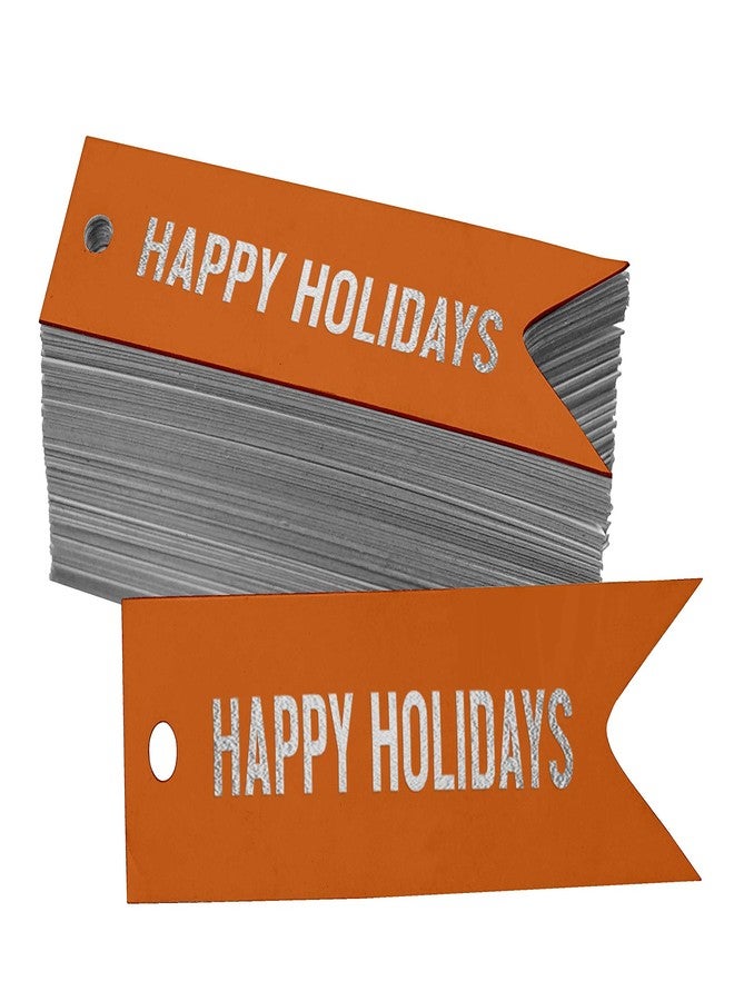 Inkdotpot Happy Holiday Bottle Tag Silver Foil Favor Hang Tags Pack of 100 - Image 1