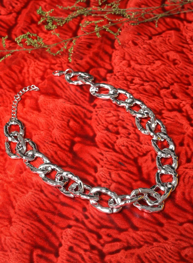 SOHI Silver Plated Designer Necklace