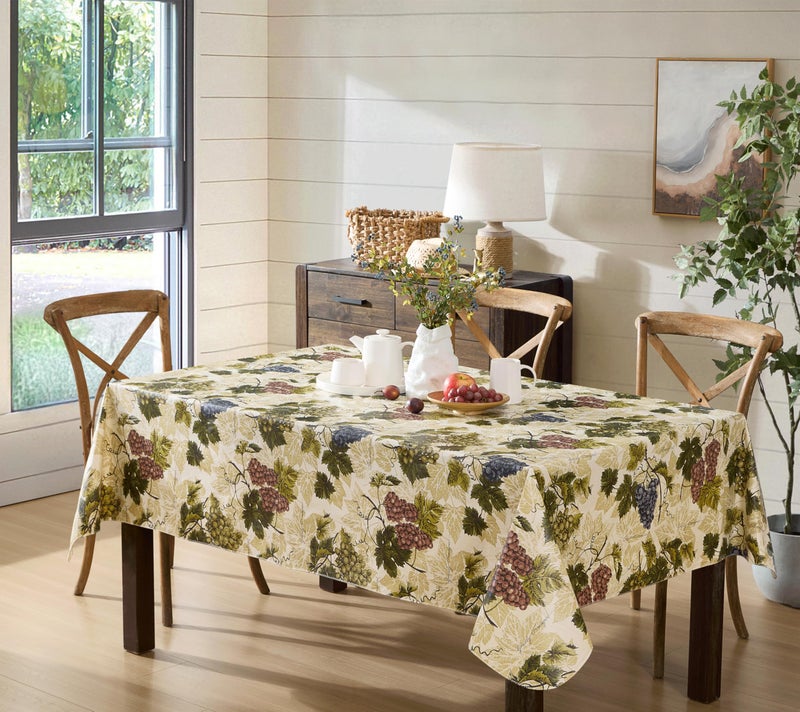 Newbridge Grapevine Vinyl Flannel Backed Tablecloth, Grape Theme Indoor/Outdoor Waterproof Tablecloth, Picnic, Barbeque, Patio and Kitchen Dining, 52 Inch x 52 Inch Square - Image 1