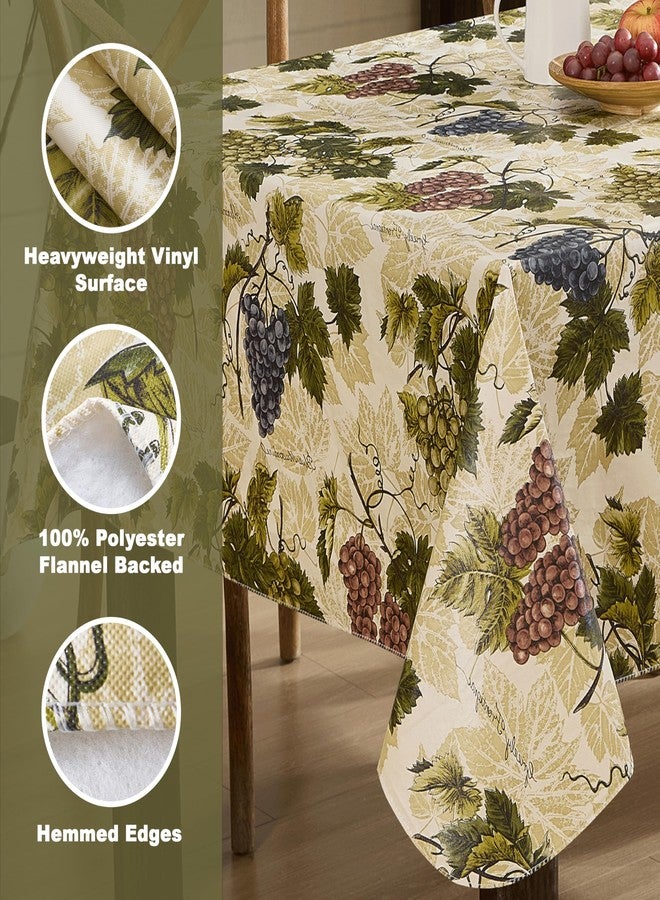 Newbridge Grapevine Vinyl Flannel Backed Tablecloth, Grape Theme Indoor/Outdoor Waterproof Tablecloth, Picnic, Barbeque, Patio and Kitchen Dining, 52 Inch x 52 Inch Square - Image 4
