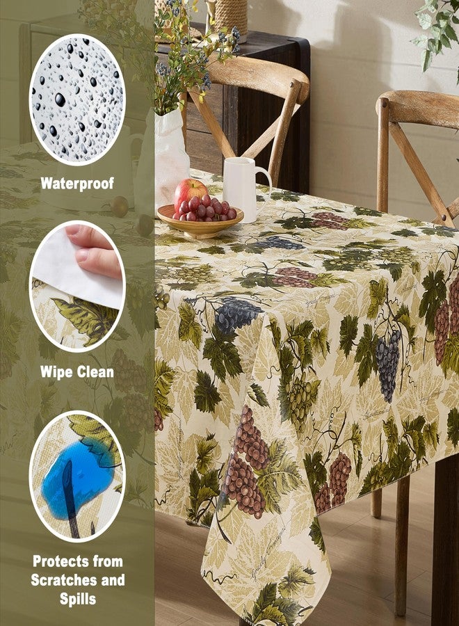 Newbridge Grapevine Vinyl Flannel Backed Tablecloth, Grape Theme Indoor/Outdoor Waterproof Tablecloth, Picnic, Barbeque, Patio and Kitchen Dining, 52 Inch x 52 Inch Square - Image 3