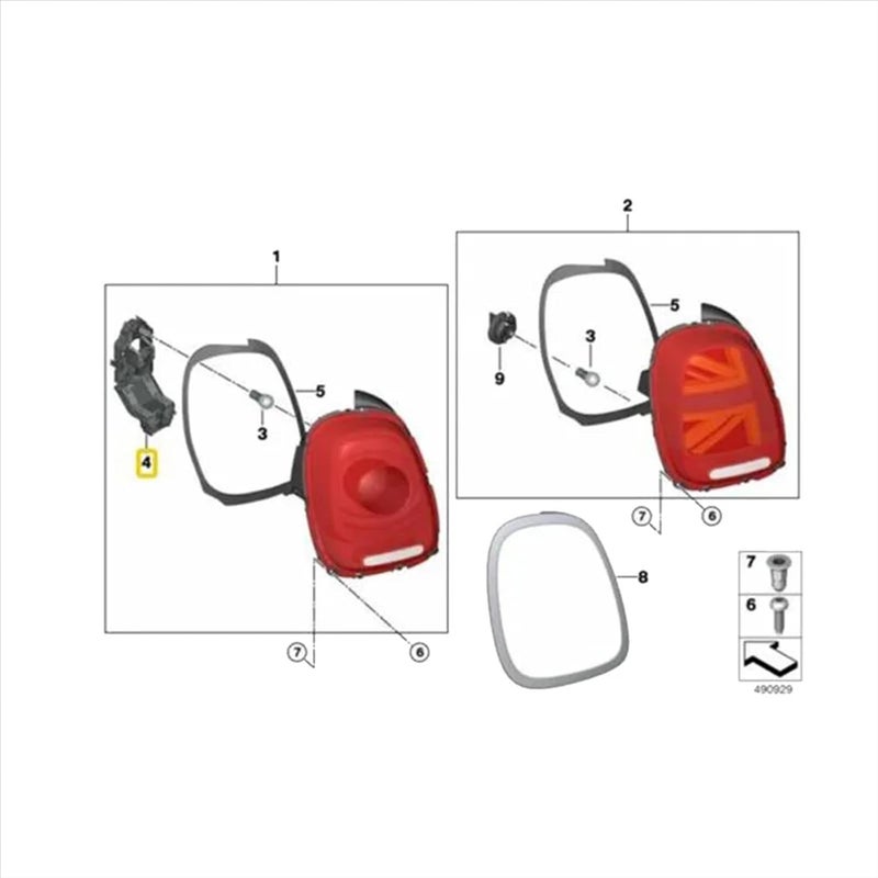 حزام موصلات لوحة دائرة المصباح الخلفي عالي الارتفاع، رقم القطعة: 63217361305، مناسب لطرازات السيارات F55، F56، F57 - Image 4