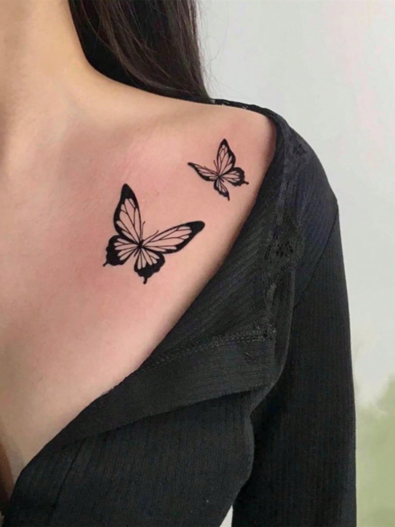Elegant Black Butterfly Temporary Tattoo – Waterproof and Easy to Remove - Image 1