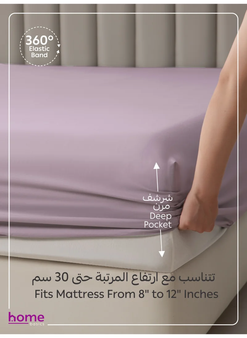 دوناتيلا طقم شرشف مطاط 2 قطع مفرد 90×190سم +30سم فائق النعومة لون بنفسجي فاتح