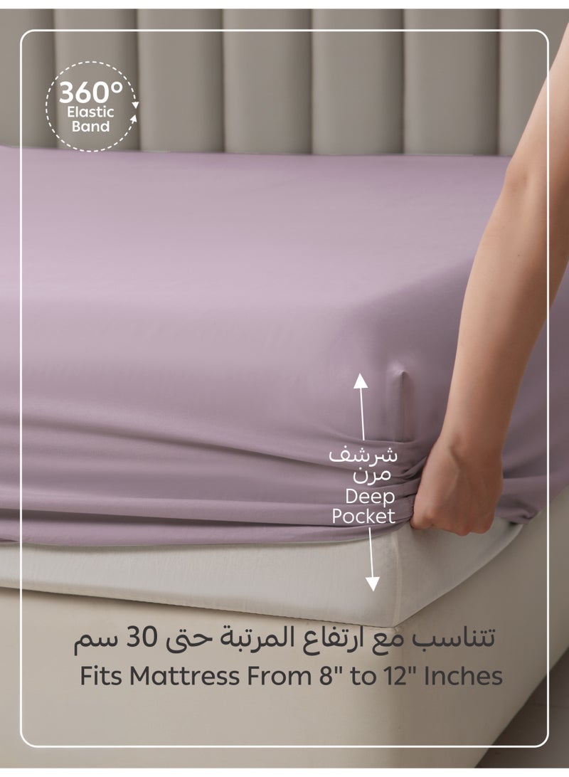 Donetella Bedding Fitted Sheet - Fits 90x200 Cm Bed For Single Bed 2 Pcs (1 Fitted Sheet and 1 Pillowcase) - 30 Cm Deep Pocket - Solid Bed Sheet - Image 4