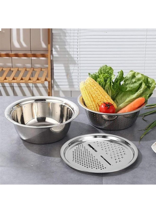 Stainless steel strainer, grater and dough hook set - Image 3