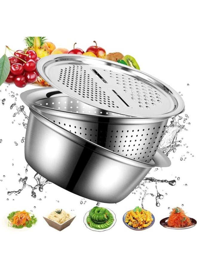 Stainless steel strainer, grater and dough hook set - Image 1