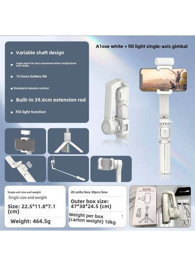 Mobile Phone Pan-tilt Stabilizer Hand-held Anti-shake Smart Follow-up 360-degree Automatic Rotation Shooting Artifact Tripod Pass-Color:A10se White + Fill Light  - Image 1