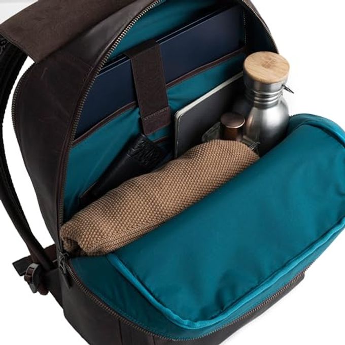 VELEZ Leather Backpack For Men & Women, Classic Dark Brown Handcrafted Top Grain Leather Vintage Backpack With 17-Inch Laptop Sleeve Lightweight, Stylish & Durable For Business, Travel & Everyday Use - Image 2