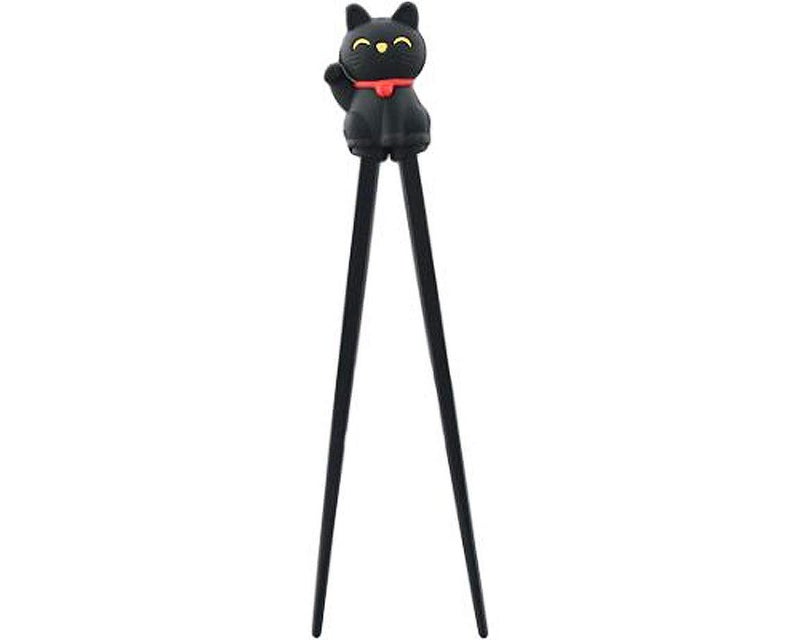 Happy Sales HSTC-LKCBLK, Training chopsticks for beginners right or left handed, Black Cat - Image 3