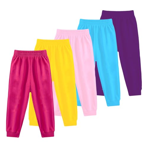 Kuchipoo Girls Regular Fit Cotton Blendtrack Mid Rise Pants- Pack Of 5 (Kuc-Low-122, Multi-Colored, 8-9 Years) - Image 2