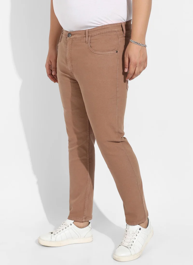 Instafab Plus  Instafab Plus Men's Brown Solid Denim Jeans for Men | Best Price UAE