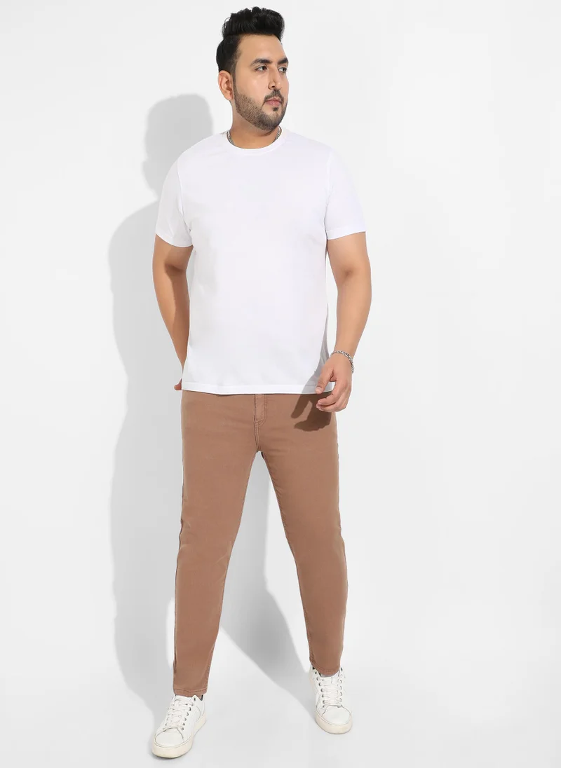 Instafab Plus  Instafab Plus Men's Brown Solid Denim Jeans for Men | Best Price UAE