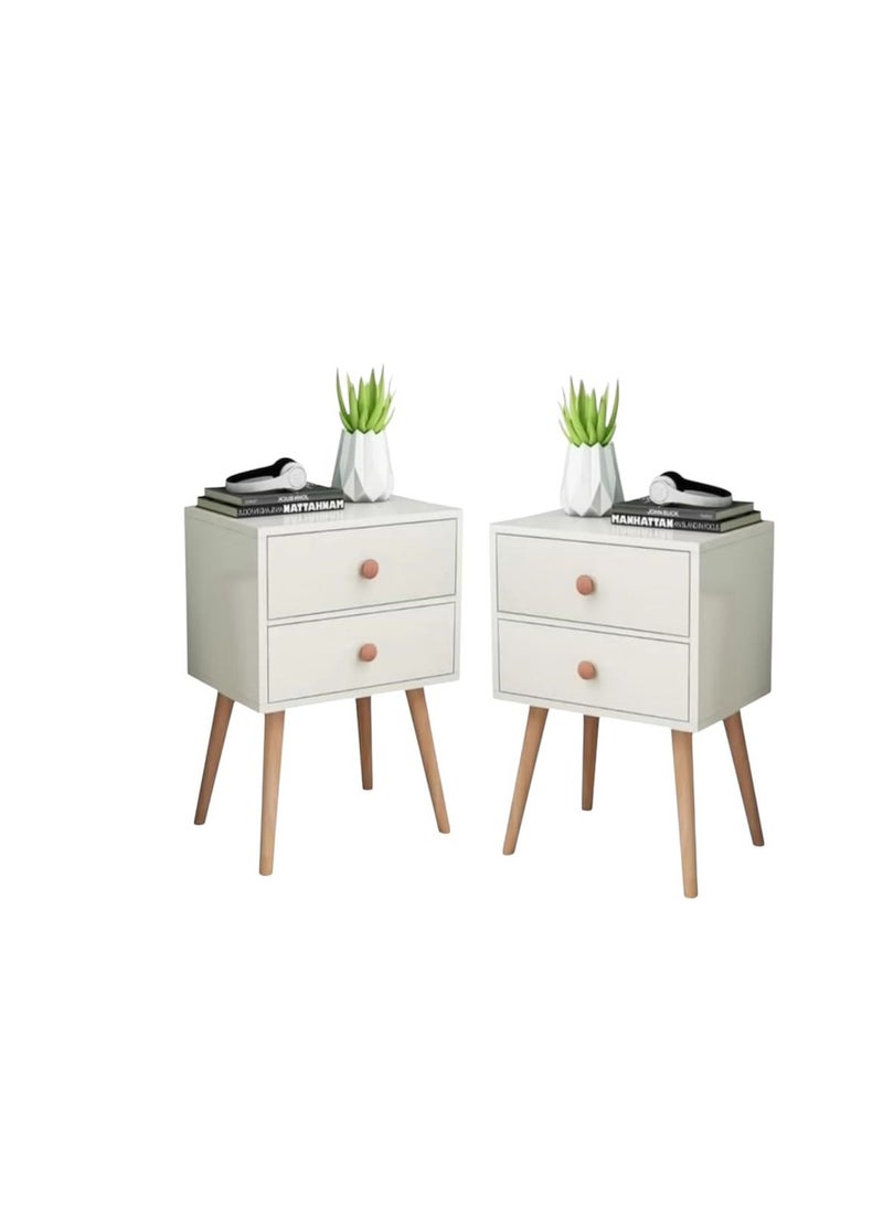 Generic Two piece bedside table with two drawers, modern two-tier bedside coffee table with shelf for bedrooms EI-303  - Image 1