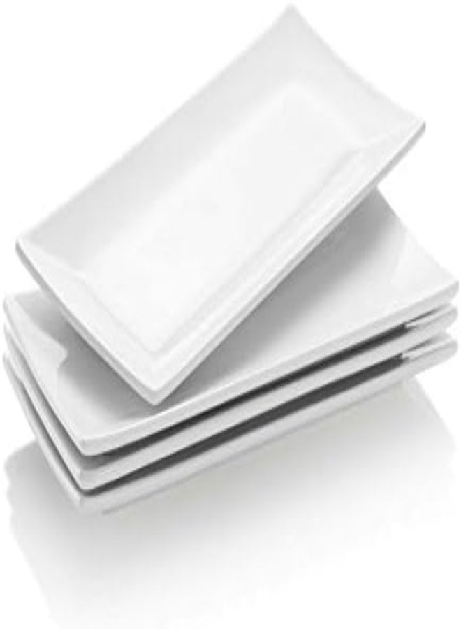 AKDC Krockery 10 Inch Serving Platter, Rectangle Porcelain Serving Tray For Dessert, Appetizers, Party And Entertaining, Set Of 4 - Image 3