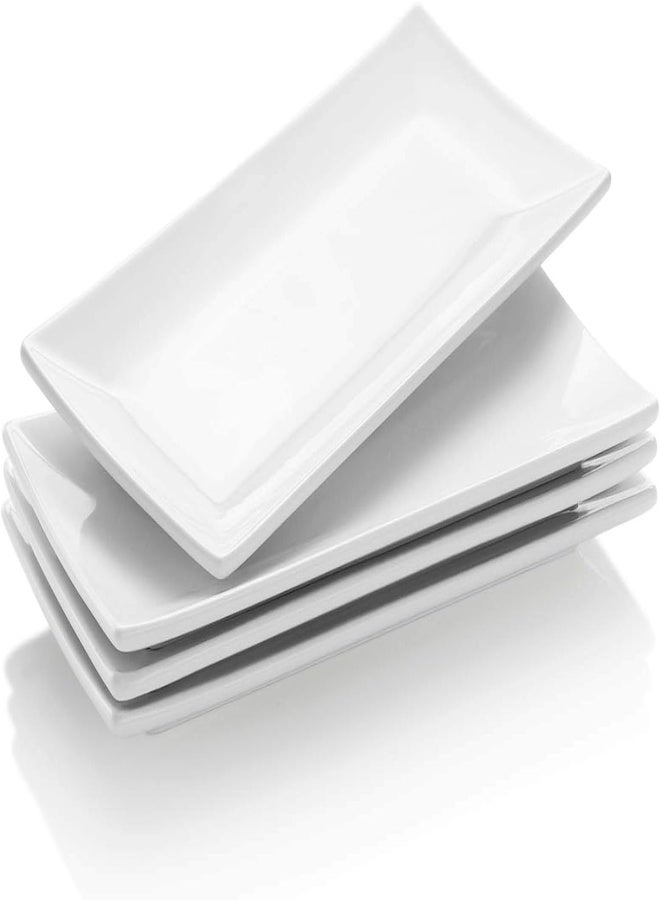 AKDC Krockery 10 Inch Serving Platter, Rectangle Porcelain Serving Tray For Dessert, Appetizers, Party And Entertaining, Set Of 4 - Image 5