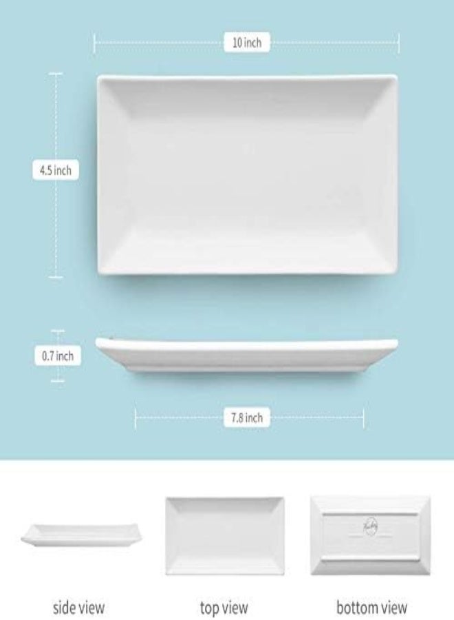 AKDC Krockery 10 Inch Serving Platter, Rectangle Porcelain Serving Tray For Dessert, Appetizers, Party And Entertaining, Set Of 4 - Image 1