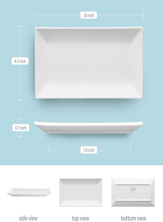 AKDC Krockery 10 Inch Serving Platter, Rectangle Porcelain Serving Tray For Dessert, Appetizers, Party And Entertaining, Set Of 4 - Image 4
