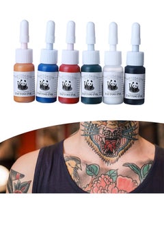 EIPTWH 6 Pcs Tattoo Ink Color Set, Professional Black Tattoo Ink Red White Blue Tattoo Ink Set 5ML Tattoo Pigment for Outlining Shading Permanent Tattoo Supplies  - Image 1