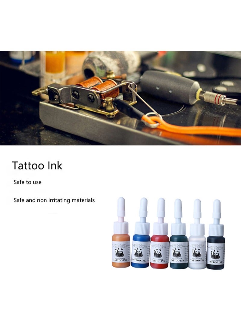 6 Pcs Tattoo Ink Color Set, Professional Black Tattoo Ink Red White Blue Tattoo Ink Set 5ML Tattoo Pigment for Outlining Shading Permanent Tattoo Supplies