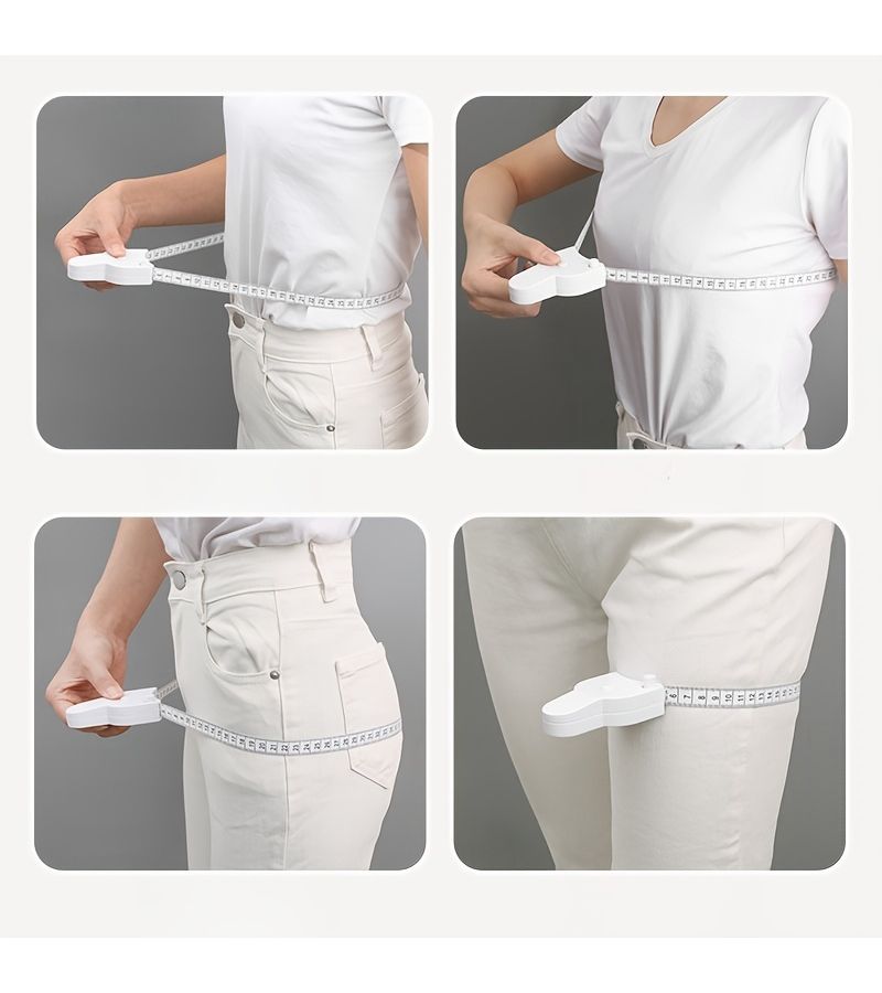 White Plastic Retractable Body Measuring Tape Waist Chest Thigh Fitness Sizing - Image 1