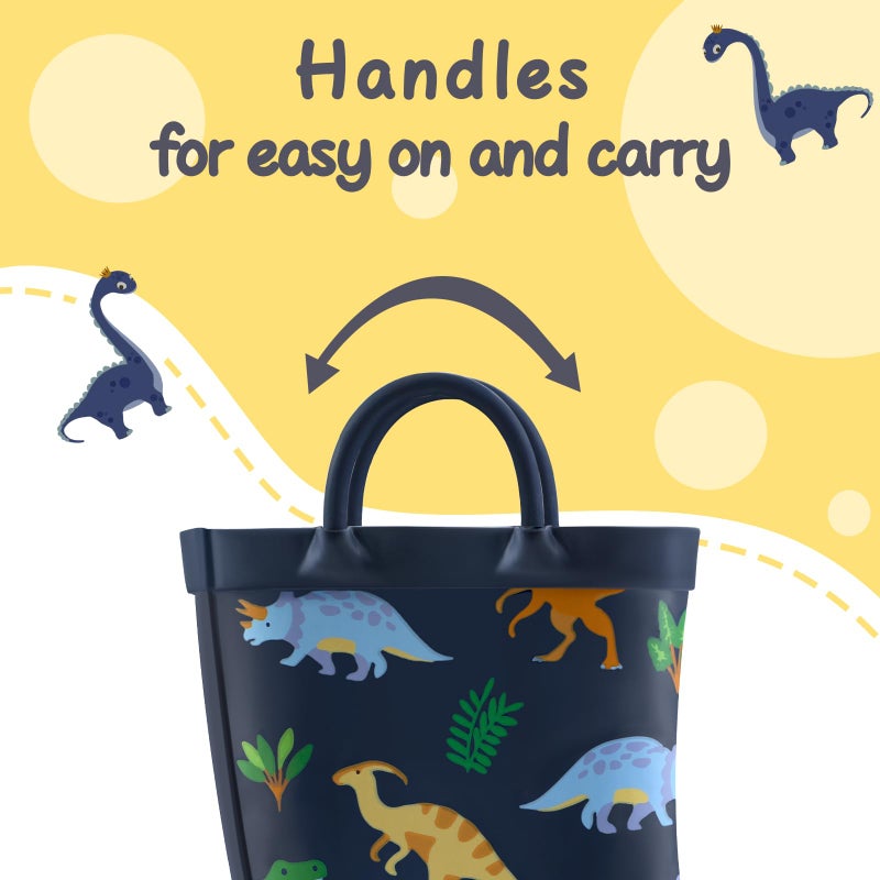 mysoft Kids Rain Boots for Girls and Boys Toddler Waterproof Rubber Cute Printed with Easy-On Handles - Image 4