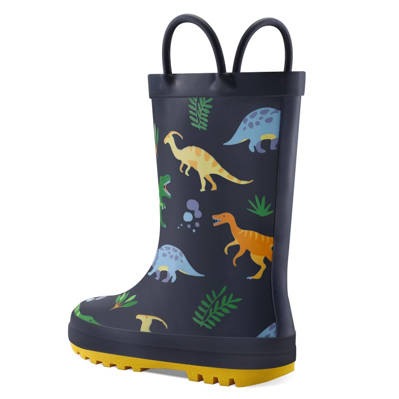 mysoft Kids Rain Boots for Girls and Boys Toddler Waterproof Rubber Cute Printed with Easy-On Handles - Image 2