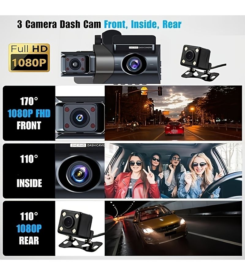 Triple Channel Car Camera 1080P with Night Vision 2 Cam 32GB - Image 3