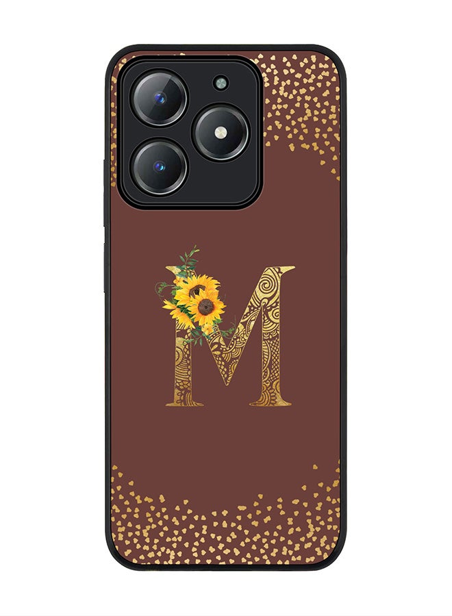 Stylizedd For Realme C63 / Realme C61 4G Case,Slim fit Camera Protection, Shockproof Thin Phone cover  - Custom Floral Monogram - M  (Brown ) - Image 1