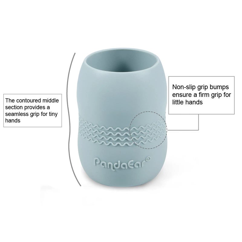 PandaEar (2 Pack 100% Tiny Silicone Drinking Training Cup for Baby and Toddler (Blue&White) - Image 4