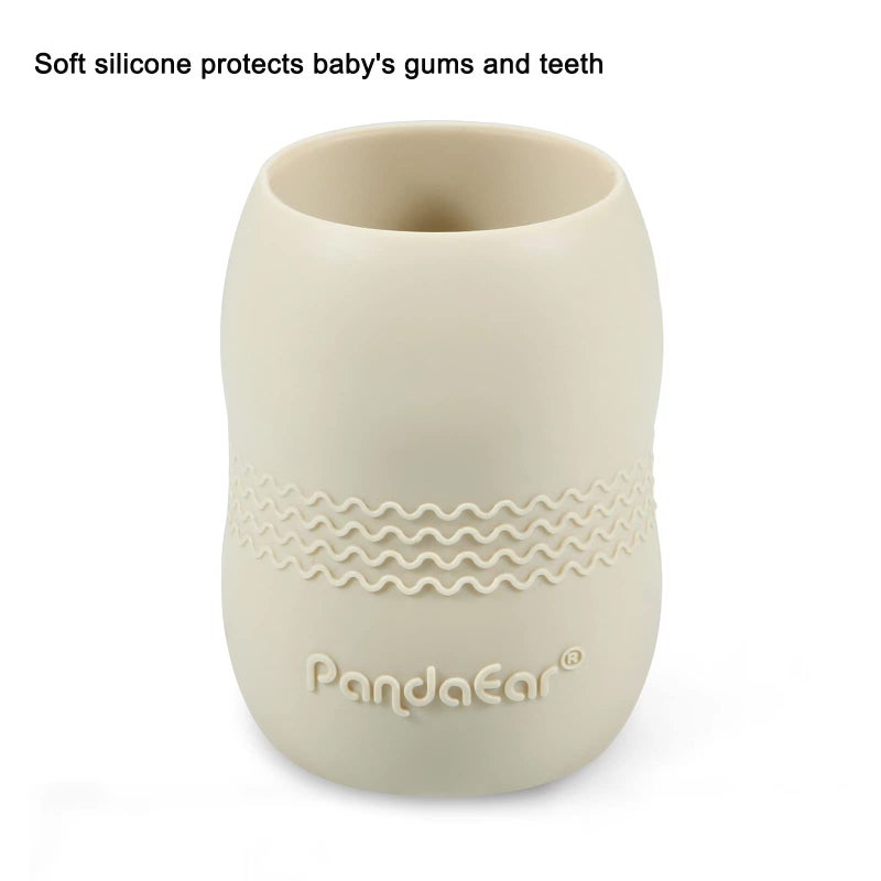PandaEar (2 Pack 100% Tiny Silicone Drinking Training Cup for Baby and Toddler (Blue&White) - Image 5