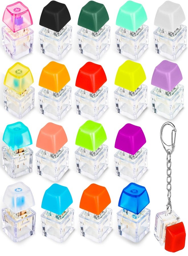 Hoarost 18 Pcs Mini Keyboard Keychain Multicolor Keyboard Finger Clicker Toy Funny Button Keychain for Adult and Kids to Pass The Boring Time Party Supplies - Image 1