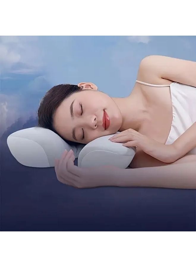 Grey Ergonomic Butterfly Neck Pillow For Side Sleepers Cervical Support - Image 2
