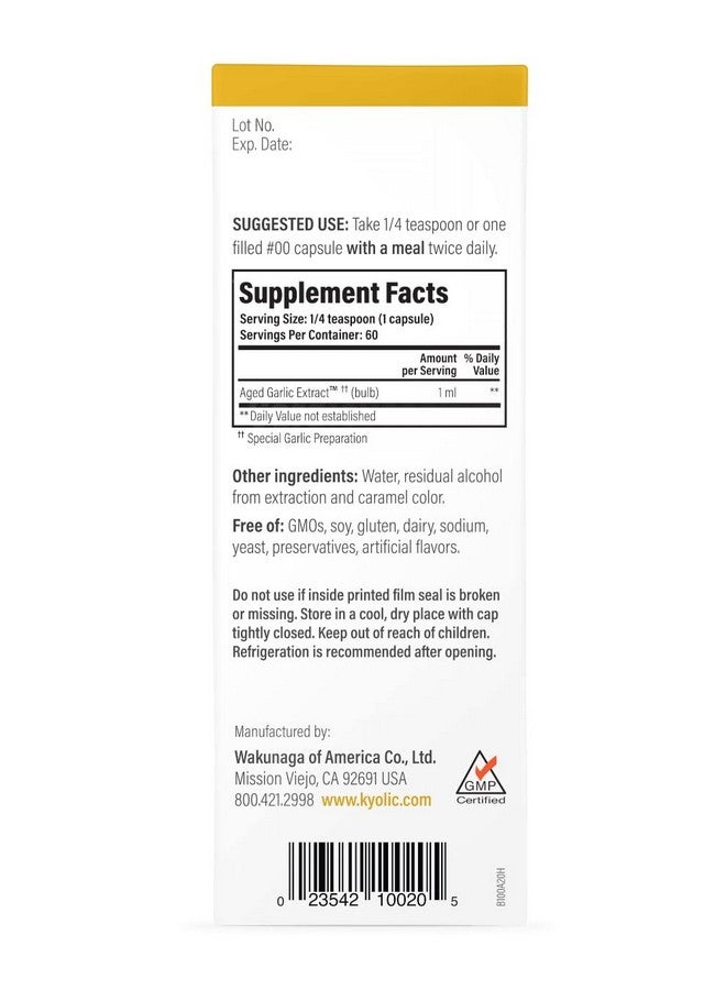 Kyolic Aged Garlic Extract Liquid, Vegetarian Cardiovascular, 2 Ounces (Packaging May Vary) - Image 5