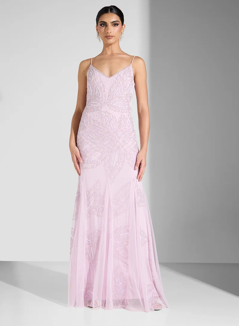 نمشي x Embroidered Lilac Gown Dress