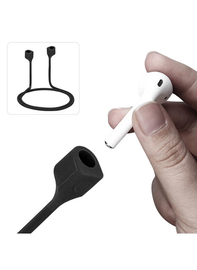 Thoraya - Double Magnetic Silicon Anti Lost Earphone Loop Strap String Rope Cord for Airpods Black - Image 1
